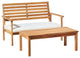 Orwell Outdoor Acacia Wood Bench With Cushion, Cocktail Table