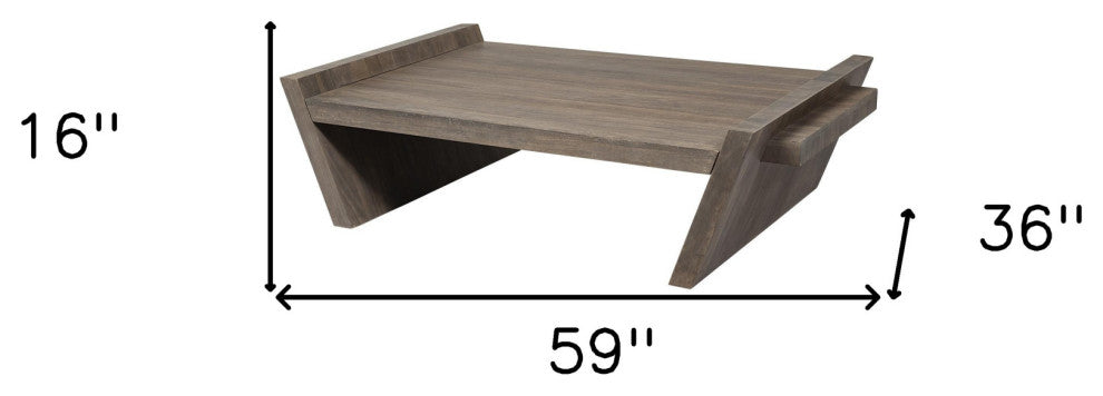 59" Brown Wood Coffee Table