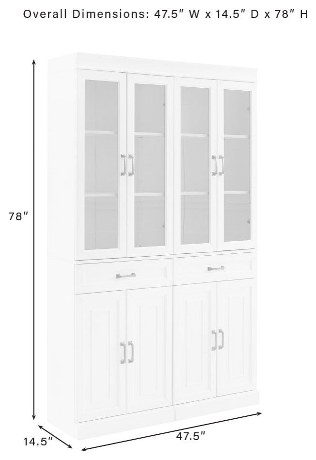 Stanton 2Pc Glass Door Kitchen Storage Pantry Cabinet Set, 2 Pantries
