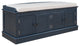 TATEUS 42" Wooden Storage Bench With 4 Doors and Adjustable Shelves for Entryway, Antique Navy