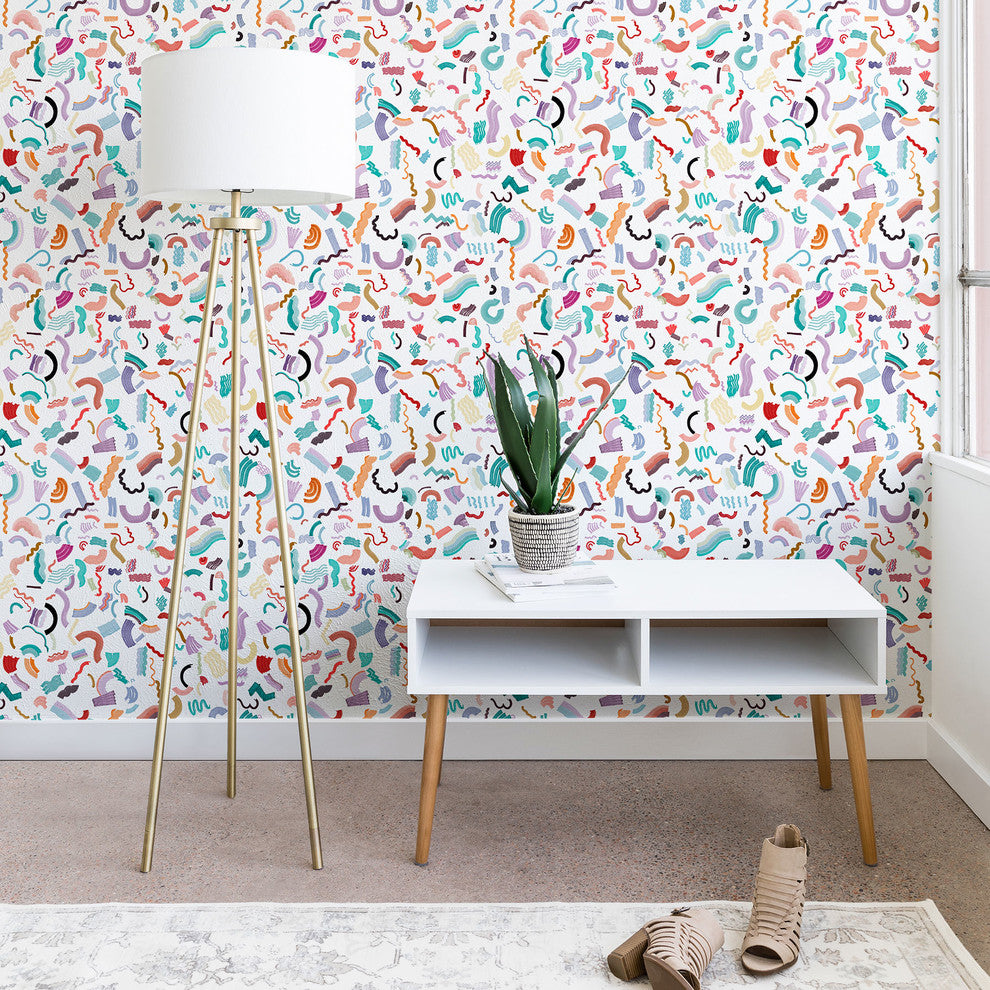 Deny Designs Ninola Design Curly and Zigzag Stripes Wallpaper, Multi, 2'x4'