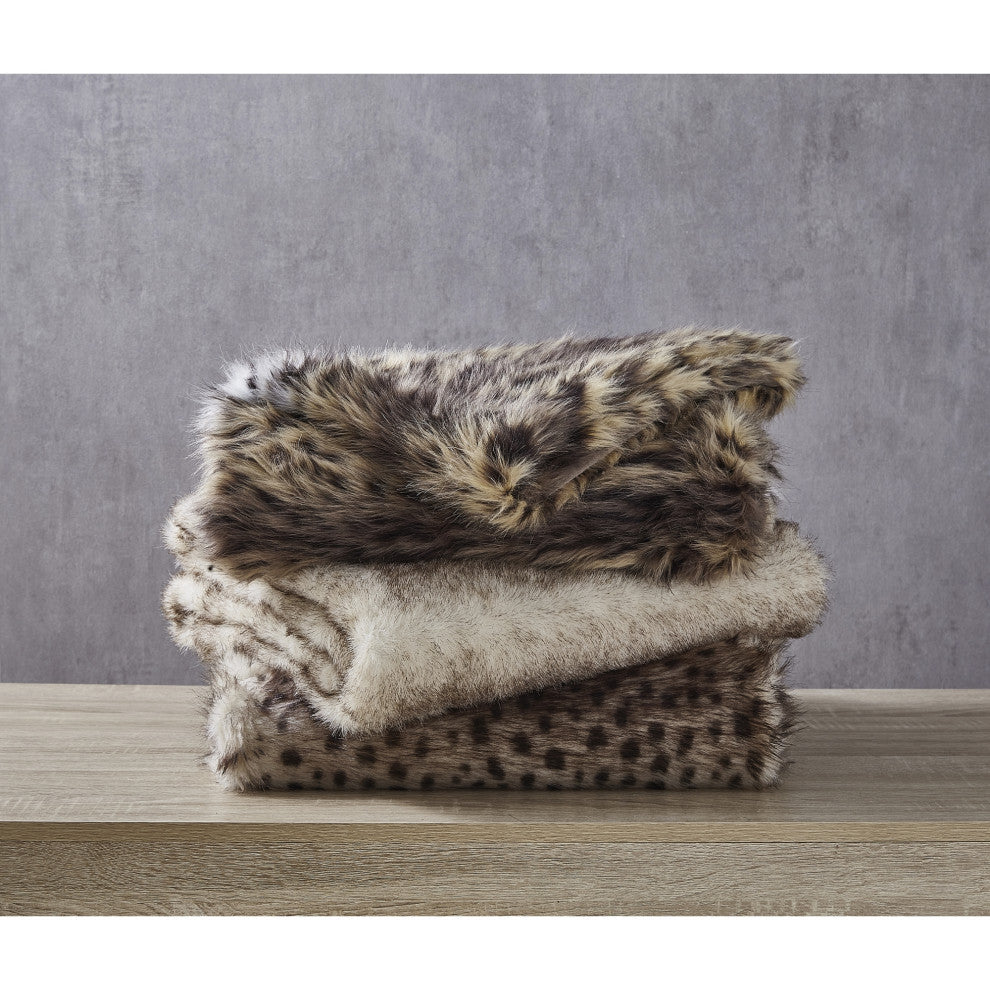 Inspired Home Jiselle Throw, Acrylic 50"x60", Faux Leopard