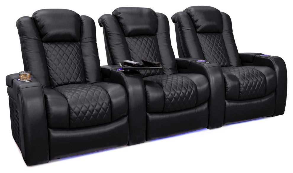 Seatcraft Capricorn Home Theater Seating, Black, Row of 3