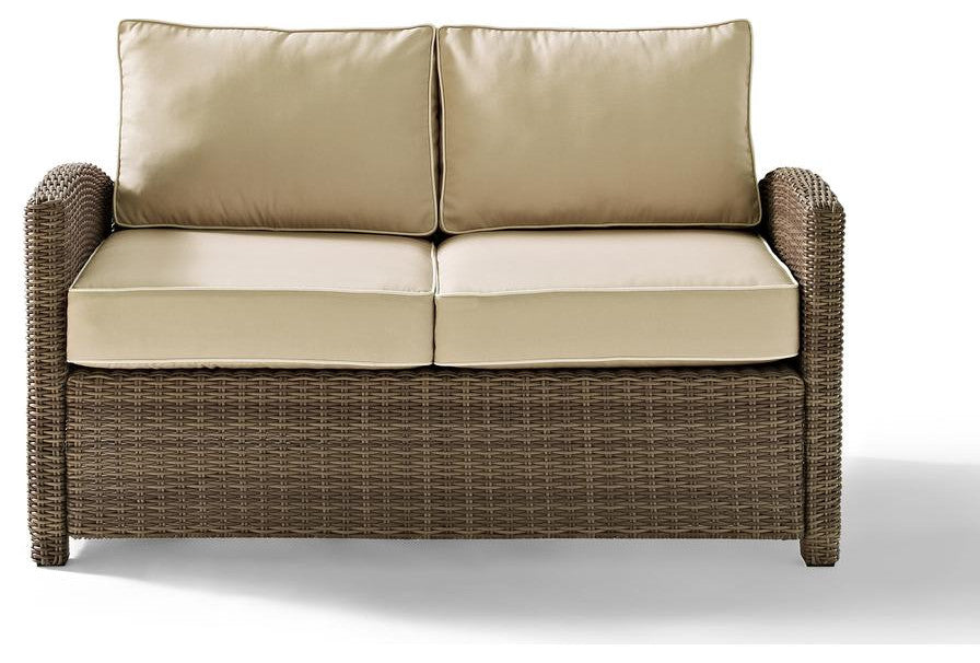 Bradenton 3Pc Outdoor Wicker Conversation Set Sand/Weathered Brown