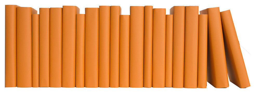 Decorative Books - Tangerine Paper Wrapped - Orange Books By The Foot