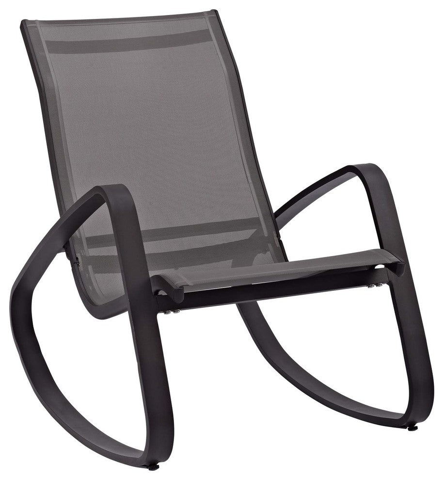 Traveler Rocking Outdoor Patio Mesh Sling Lounge Chair, Black Black