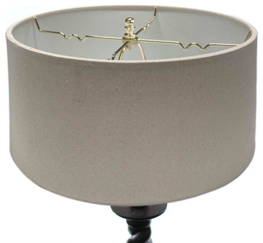 Hardback Shallow Drum Lampshade, Light Oatmeal Linen Fabric, 14x14x7