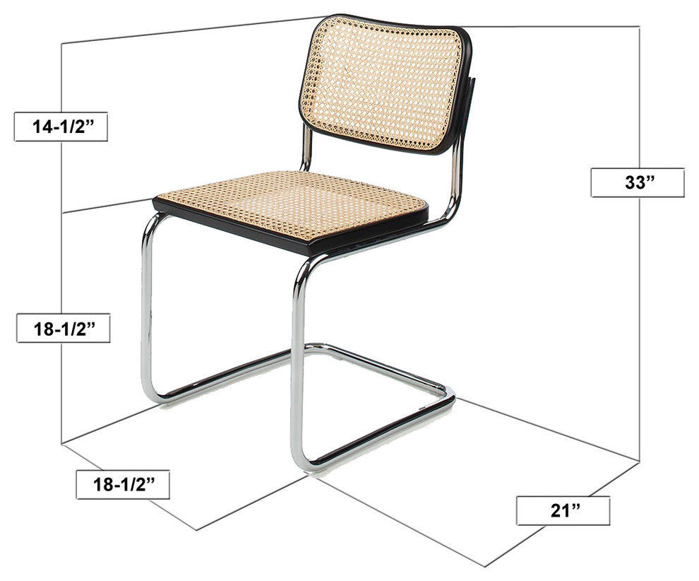 Marcel Breuer Cane Chrome Side Chair, Walnut