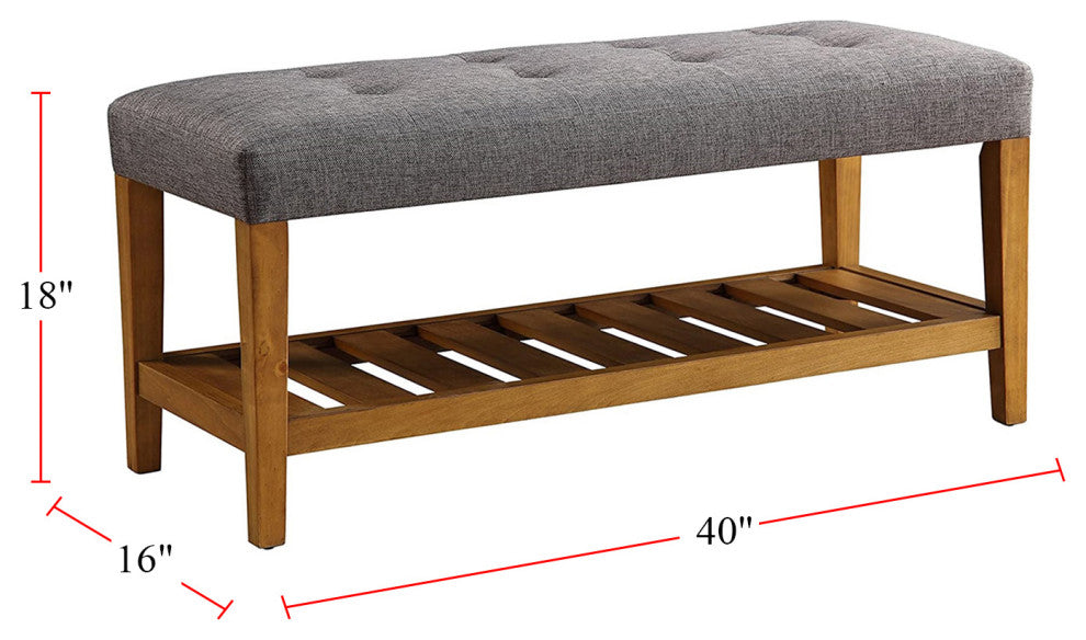 Fabric Bench, Gray and Oak