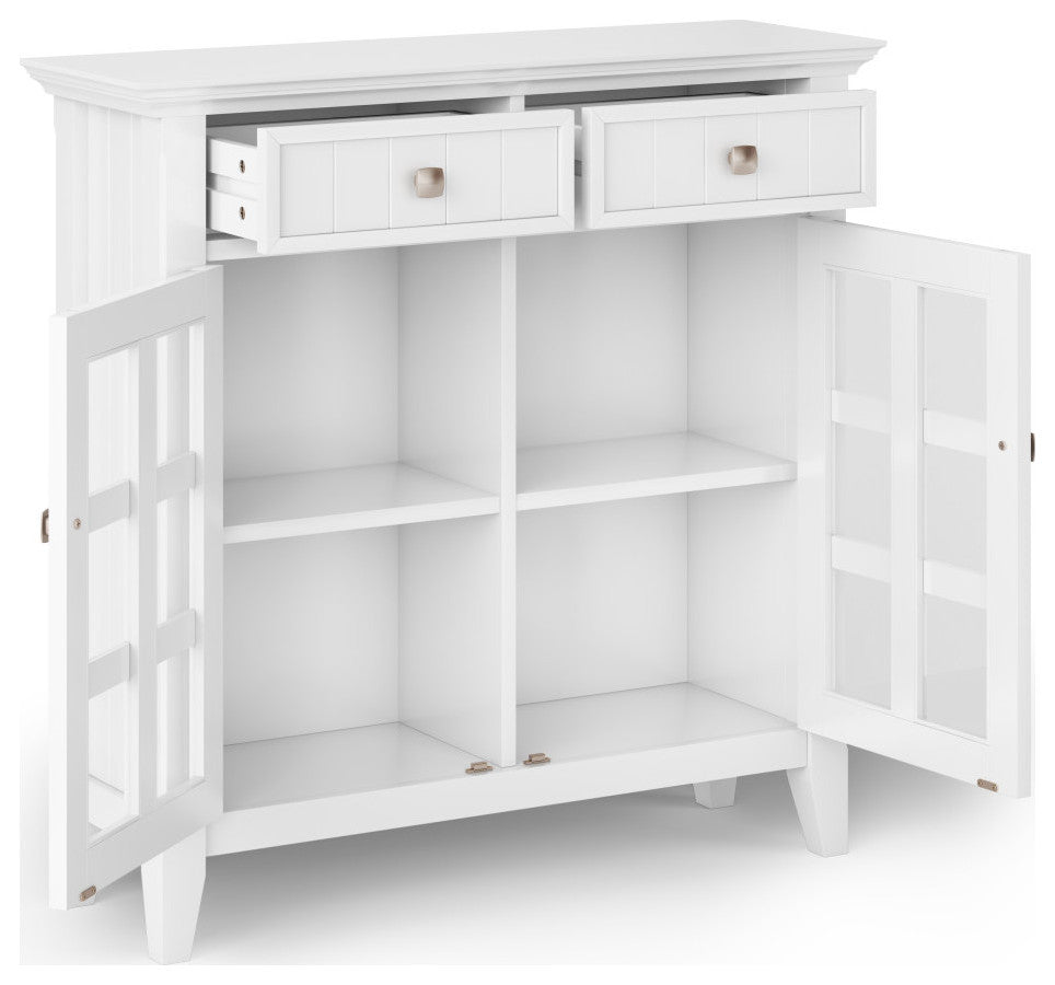 Acadian SOLID WOOD Wide Entryway Storage Cabinet, White