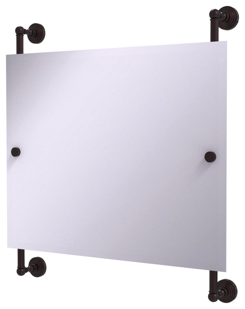 Waverly Place Landscape Frameless Rail Mounted Mirror, Antique Bronze