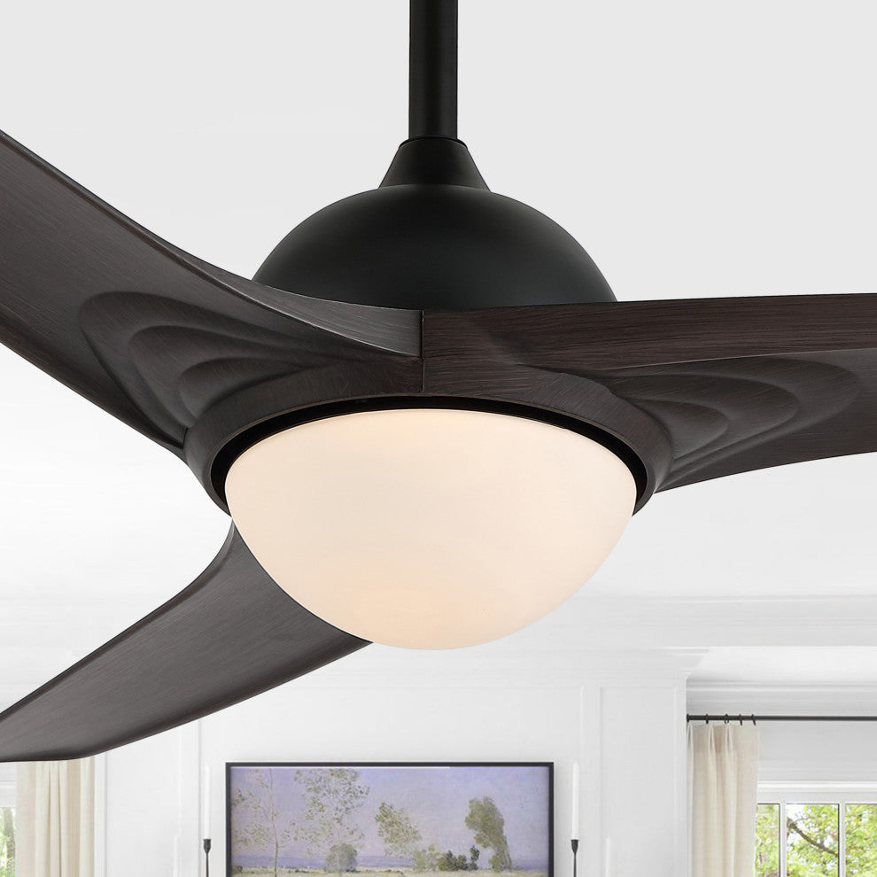 Sully 52" App/Remote 6-Speed LED Ceiling Fan, Dark Brown Wood/White
