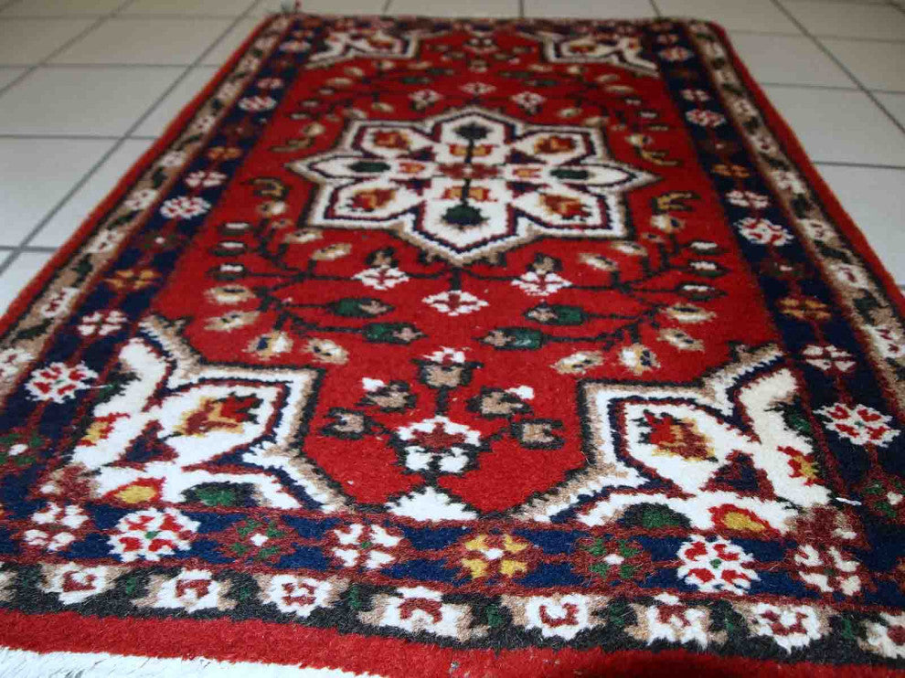 Handmade vintage Persian Hamadan rug 2' x 3' (62cm x 91cm) 1970s