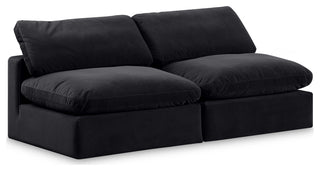 Comfy Upholstered Modular Sofa, Black, 2-Piece: 2 Armless Chair, Velvet