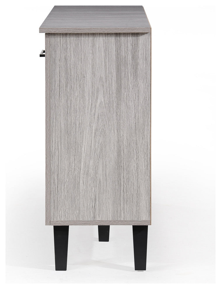 GDF Studio Emilia Mid Century Modern Finished Fiberboard Cabinet, Gray Oak