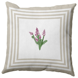 Framed Bouquets Decorative Throw Pillow, Oatmeal, 16"x16"
