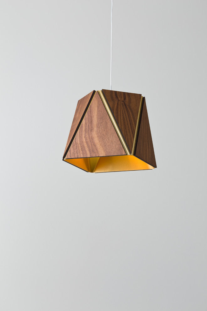 Calx 10 LED Pendant, Brushed Brass, Walnut, Brushed Brass