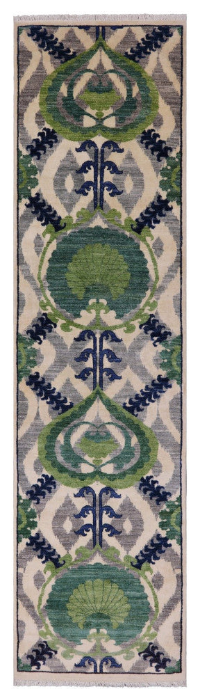 Runner William Morris Handmade Rug 2' 8" X 10' 5" Q9511