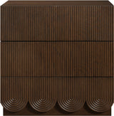 Scallop Oak Veneer Chest, Brown, Night Stand