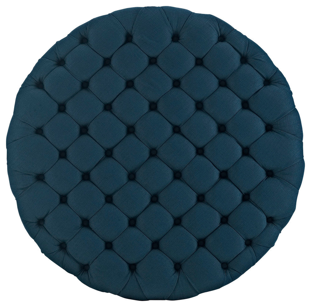 Amour Upholstered Fabric Ottoman - Azure