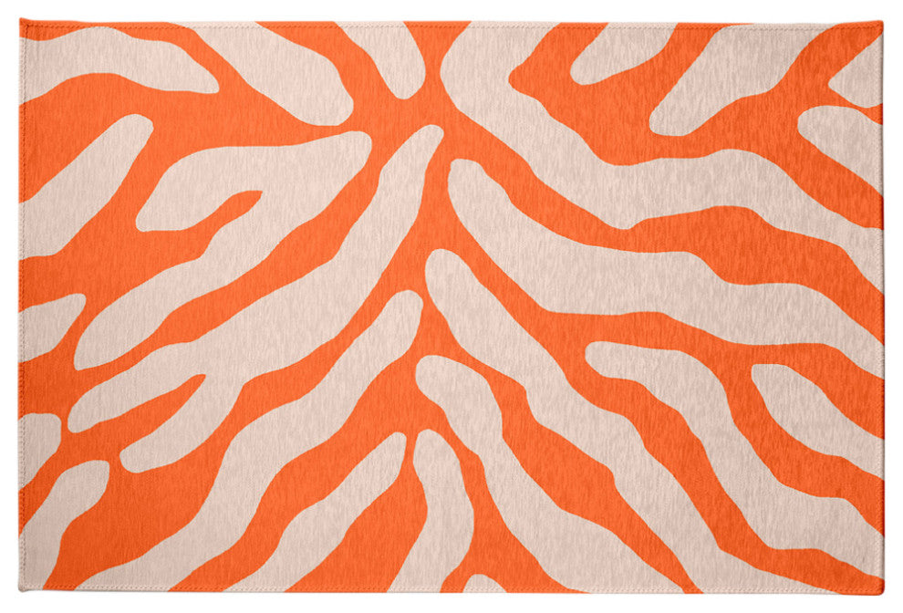 Animal Stripe Spring Chenille Rug, Blood Orange, 4'x6'