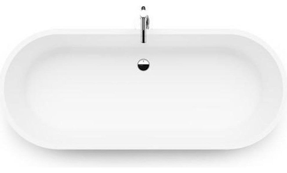ADM Rounded Freestanding Bathtub, Glossy White, 66.9"