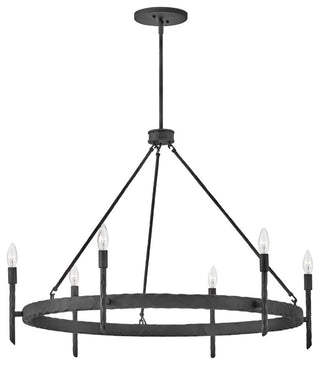 Tress Six Light Chandelier, Forged Iron