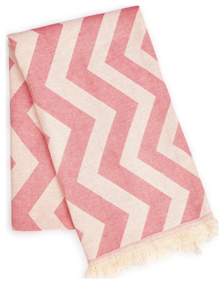 Berry Pink Chevron Design Turkish Beach Blanket