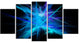 Clear Blue Spectrum of Light, Contemporary Canvas Art Print, 60"x32", 5 Panels