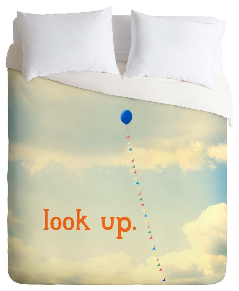 Deny Designs The Light Fantastic Look Up In Orange Duvet Cover - Lightweight