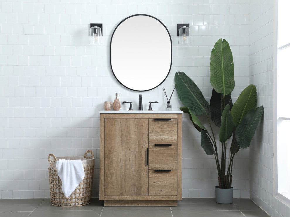 Bethany Single Bathroom Vanity, Natural Oak, 30"