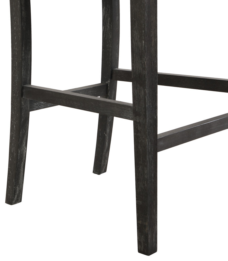 GDF Studio Retro Upholstered Barstools, Rubberwood Frame, Set of 2, Black/Gray