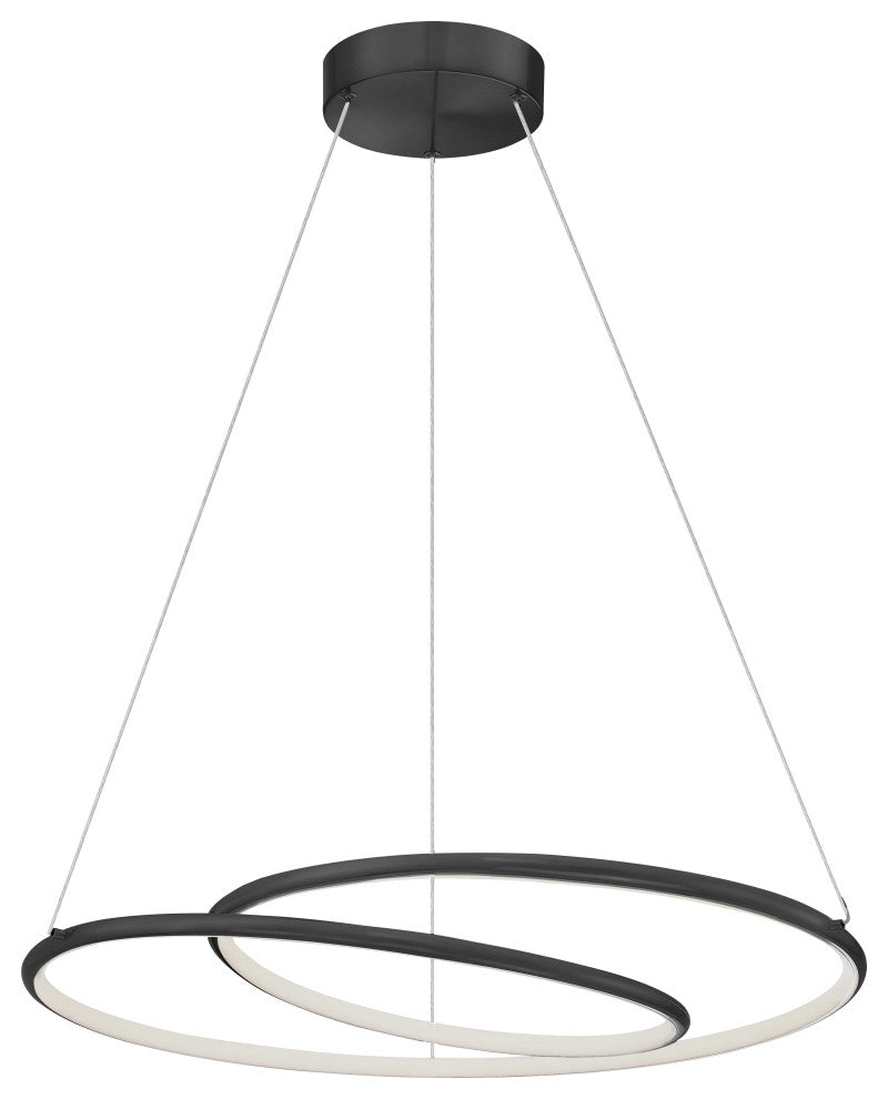Gabriel Contemporary 1 Light Matte Black White Metal Chandelier