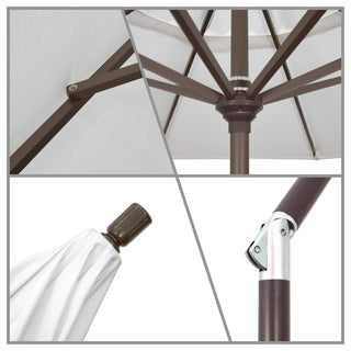 9' Matted Black Push-Button Tilt Crank Aluminum Umbrella, Pacific Blue Pacifica