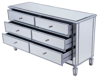 Elegant Contempo 6 Drawers Cabinet In Hand Rubbed Antique Silver, MF6-1036S