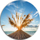 Vivid Sunrise On Sandy Beach, Seashore Large Disc Metal Wall Art, 36"