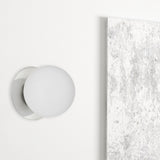 Polished Chrome Modern Wall With White Glass