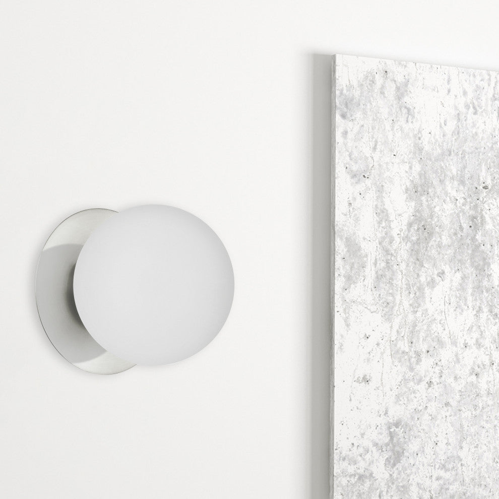 Polished Chrome Modern Wall With White Glass
