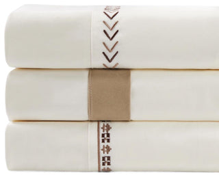 350 TC Cream Sheet Set With Arrow Embroidery, Queen