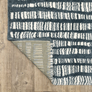 Greer Modern Dashed Lines Dark Teal/ Ivory Area Rug, 3'10" x 5'5"