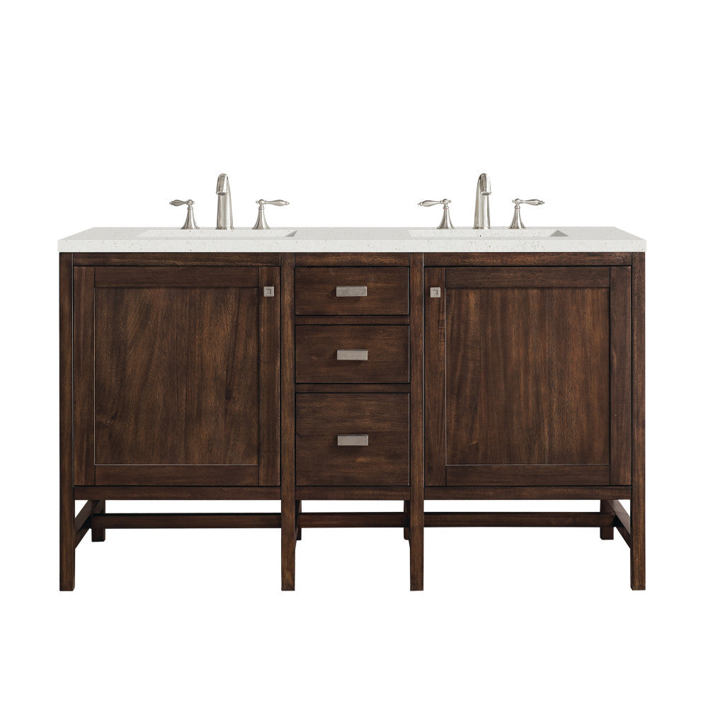 Addison 60" Double Vanity Cabinet, Mid-Century Acacia, Lime Delight, Three-Hole