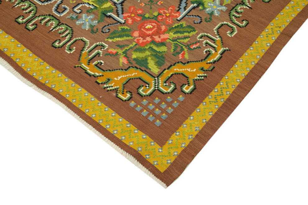Rug N Carpet - Handmade Moldovian 6' 7'' x 9' 9'' Vintage Floral Kilim Rug
