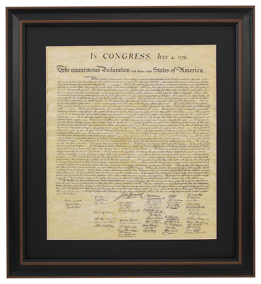 Poster Size Framed and Matted Declaration of Independence