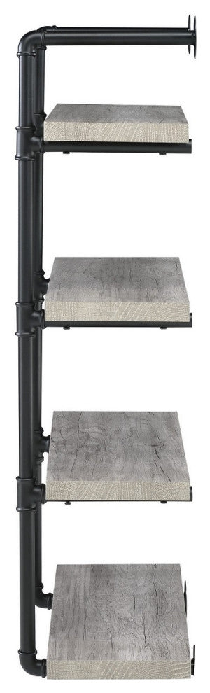 24" Wall Shelf, Black And Gray Driftwood
