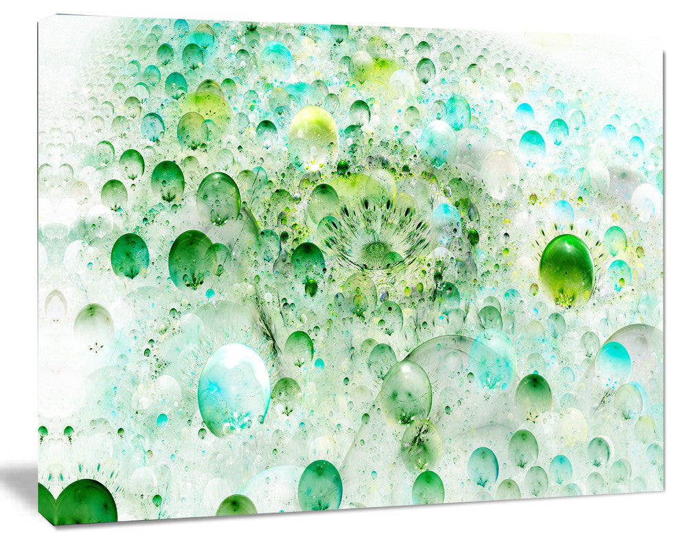 Green Blue Fractal Molecules, Oversized Abstract Canvas Art Print, 60x40