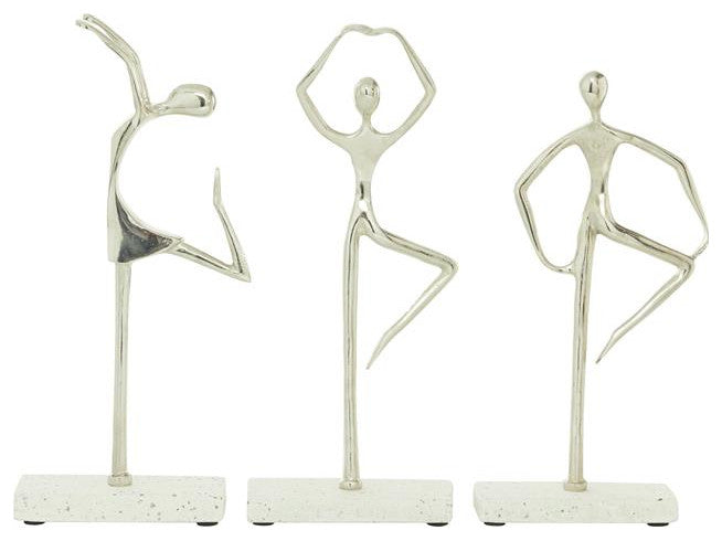 Silver Modern Dancer Sculpture, Set of 3