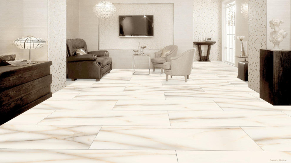 24" x 48" Onix Crema Marble Look Glossy Wall and Floor Tile