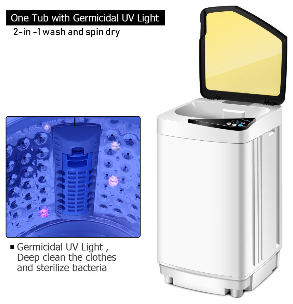 Full-Automatic Washing Machine 7.7 lbs Washer/Spinner Germicidal UV Yellow