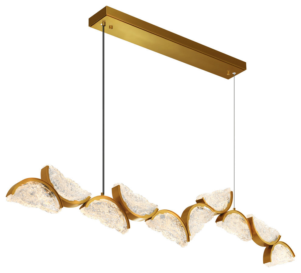 Moon Integrated LED Chandelier, Brass, 70 Inches