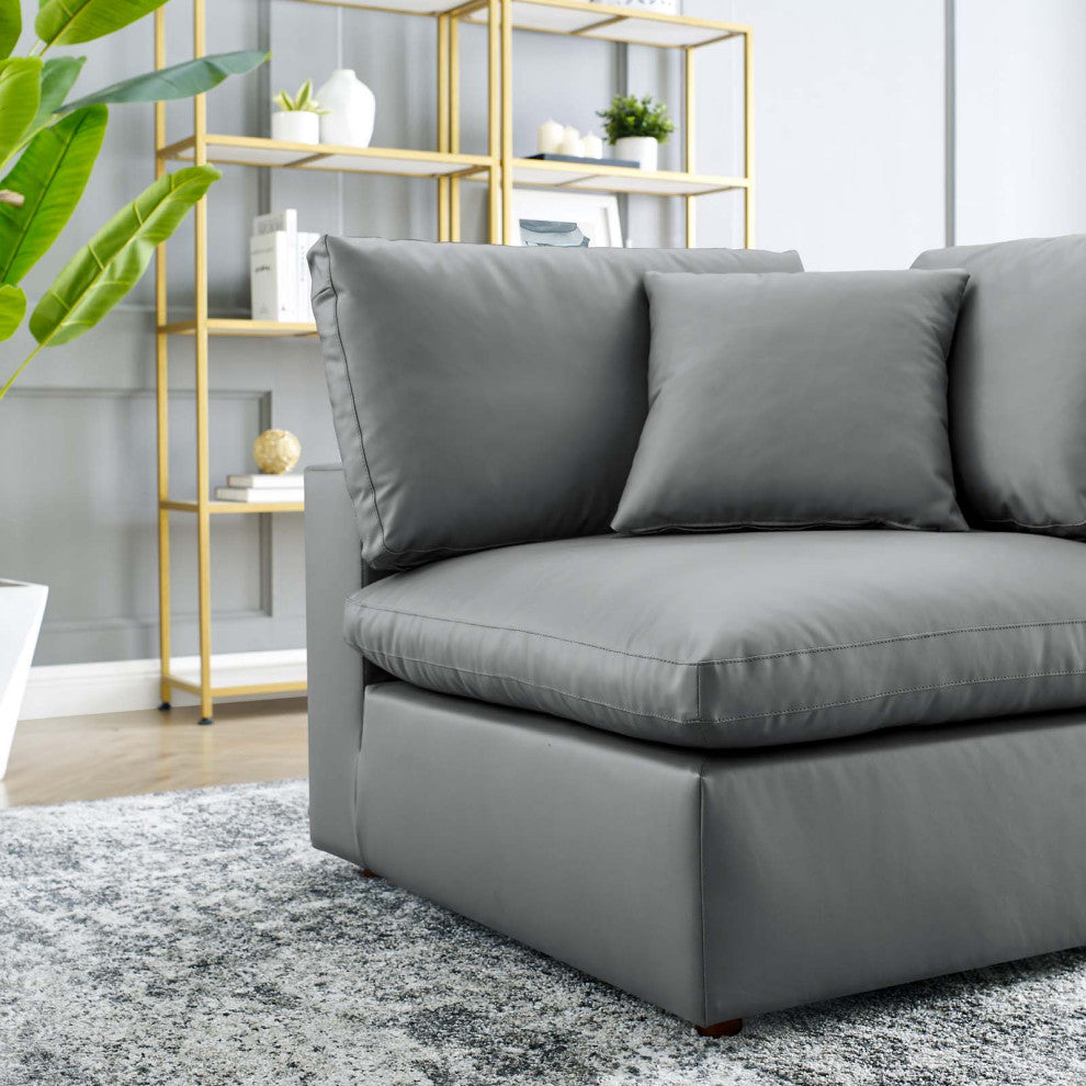 Sofa Corner Chair, Faux Vegan Leather, Gray, Modern, Lounge Hospitality